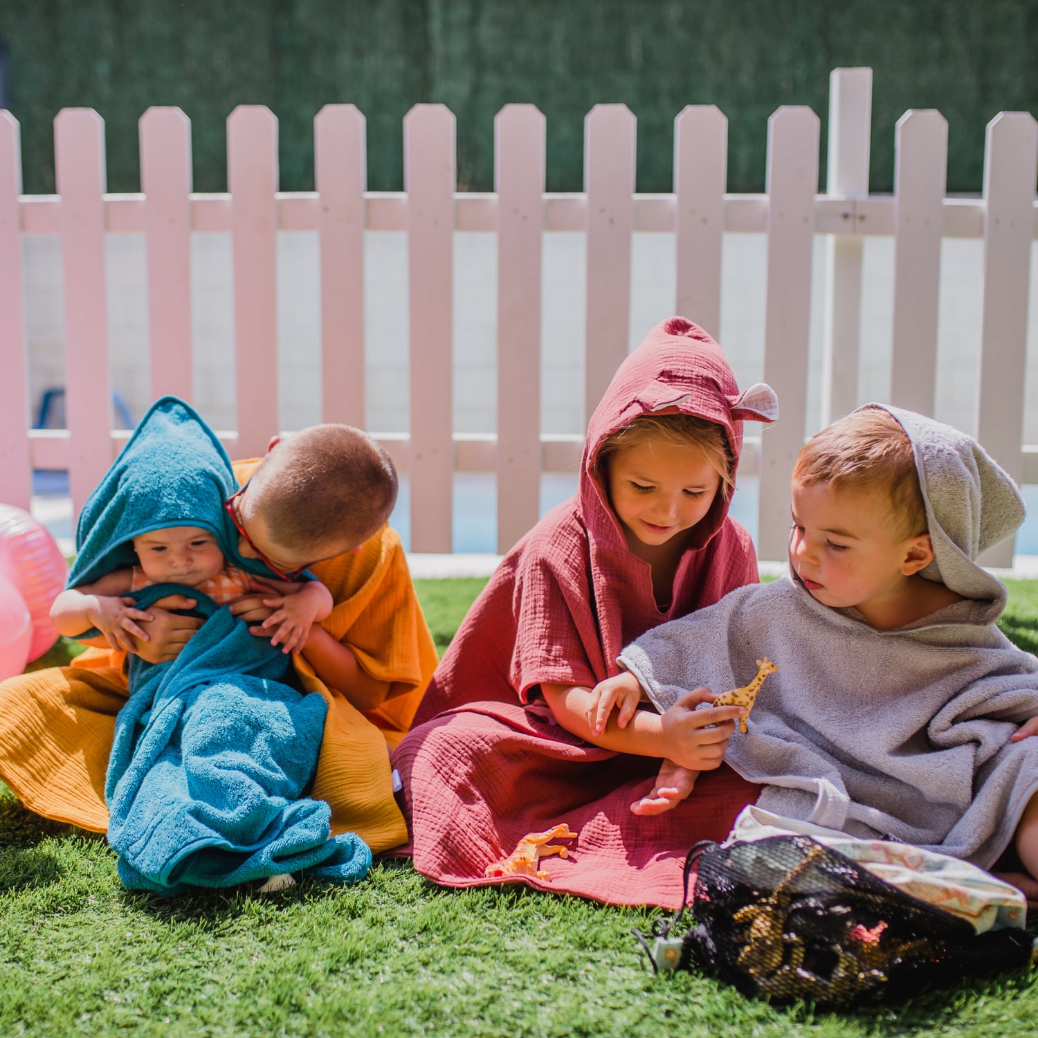 Poncho de baño para bebé de muselina 46