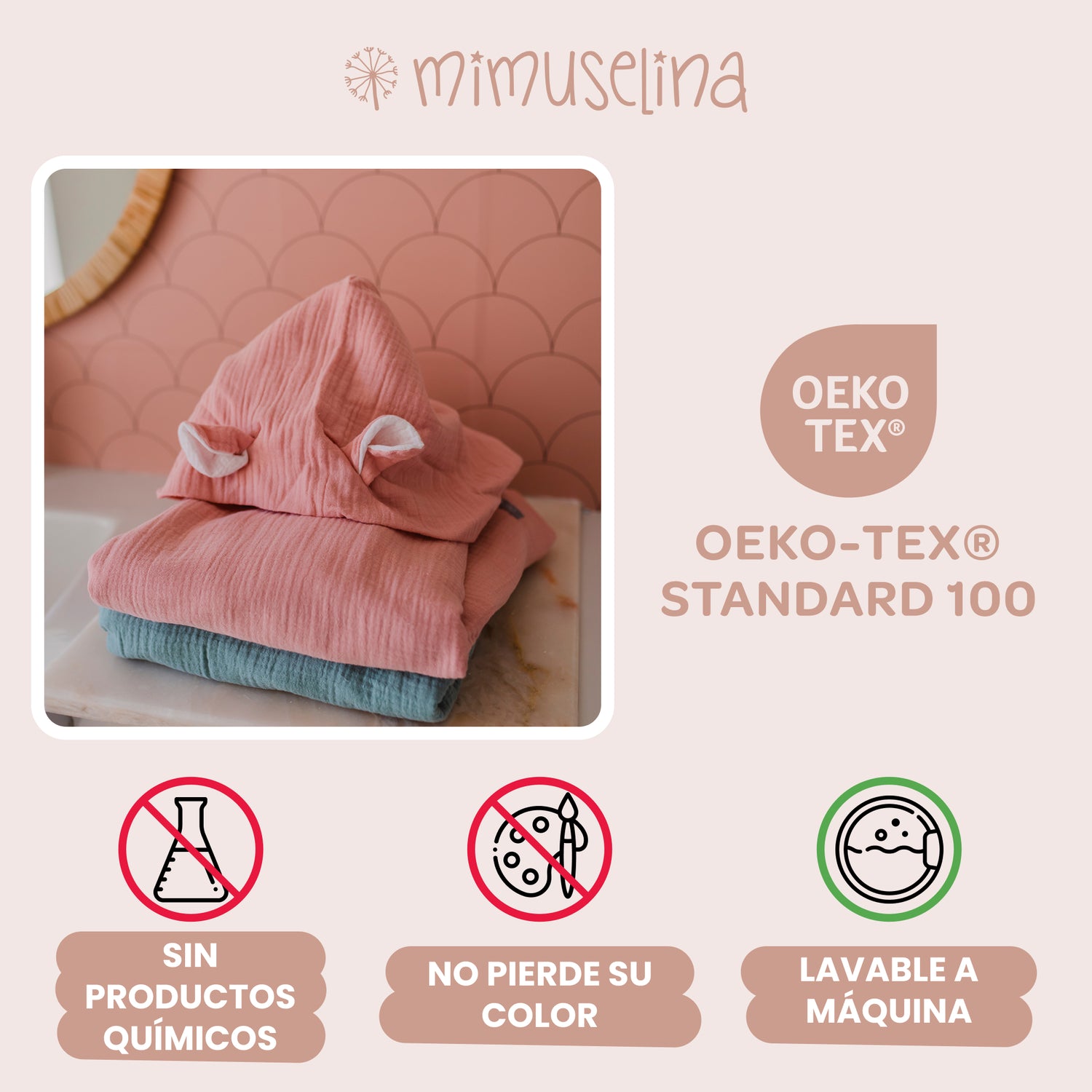 Poncho de baño para bebé de muselina 37