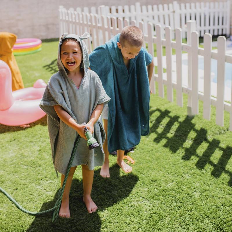 Poncho de baño para bebé de muselina 14