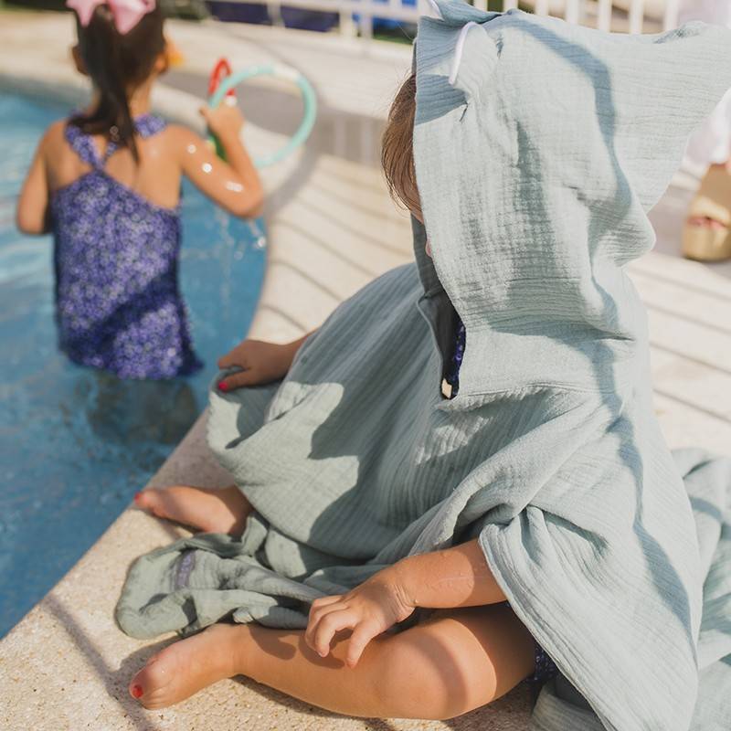 Poncho de baño para bebé de muselina 16