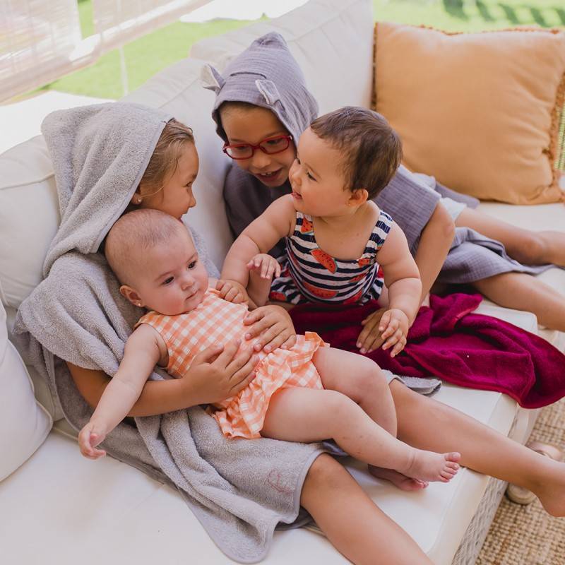 Poncho de baño para bebé de muselina 19