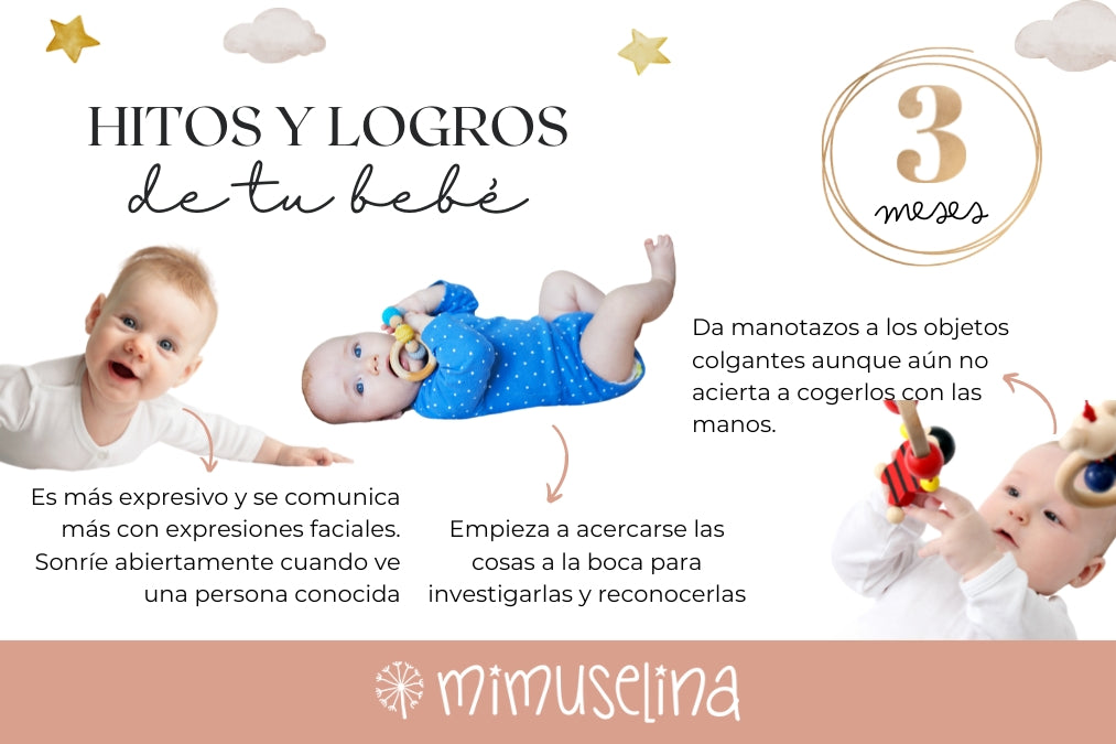 Hitos del desarrollo y logros del bebé de 3 meses