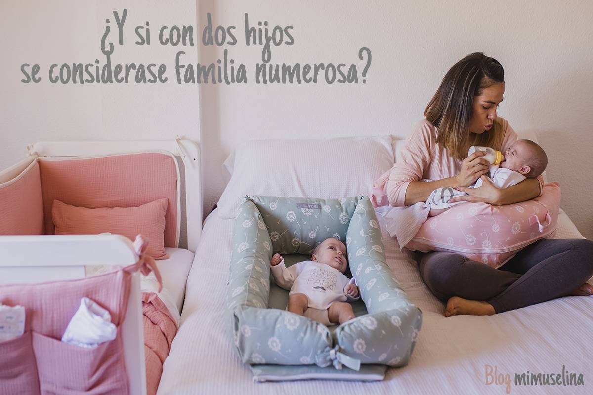 Familias numerosas con dos hijos, polémica, cama con cuco reductor de cuna y cojín lactancia