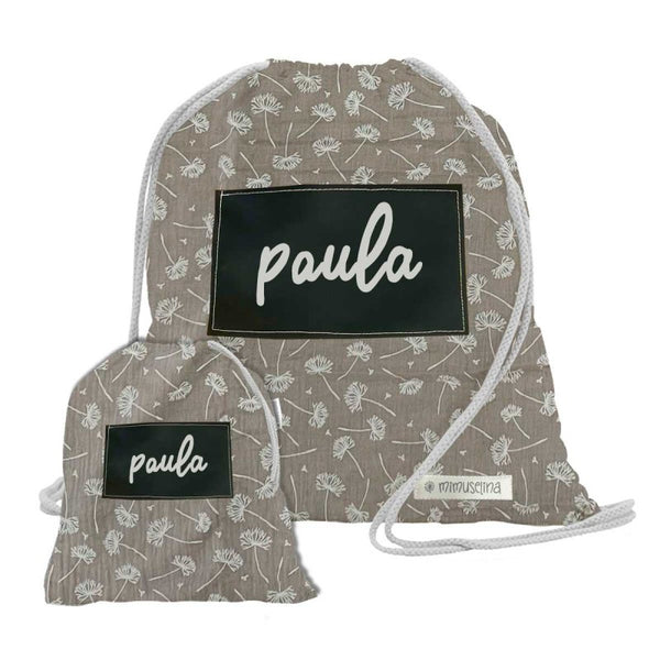 Pack 2 bolsas de guarderia de tela para bebes Mimuselina